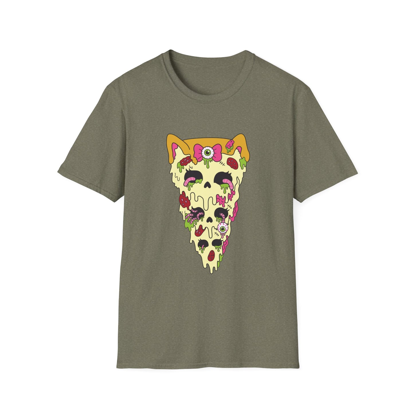 Zombie Kitty Pizza Graphic T-Shirt – Creepy Cutegore Pizza Slice Tee (XS–5XL)