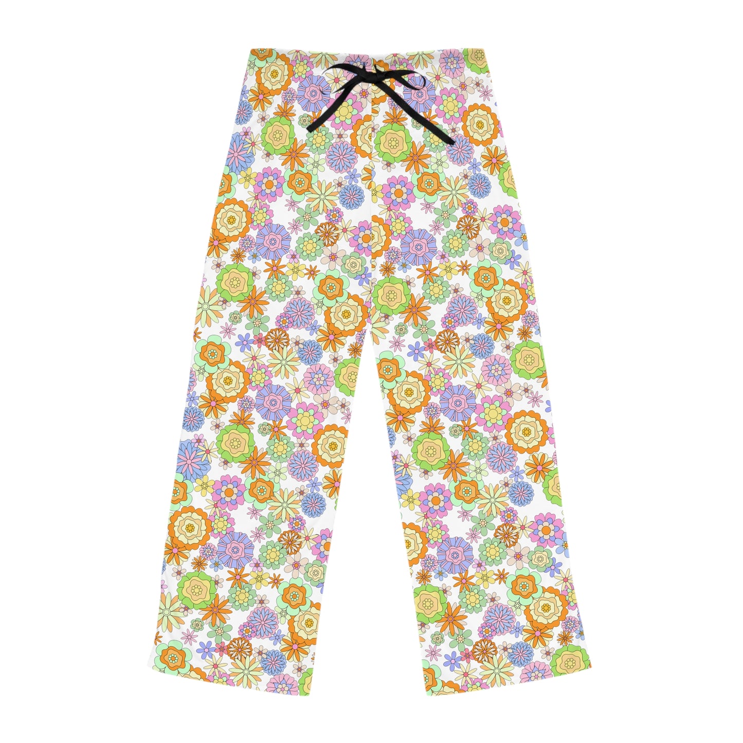 Retro Flower Child Green Women's Pajama Pants