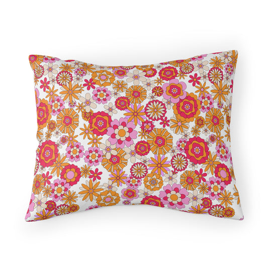 Retro Flower Child Pink Pillow Sham