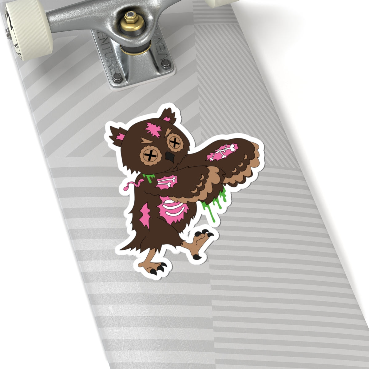 Zombie Owl Kiss-Cut Sticker — Cute Spooky Decay Laptop Sticker