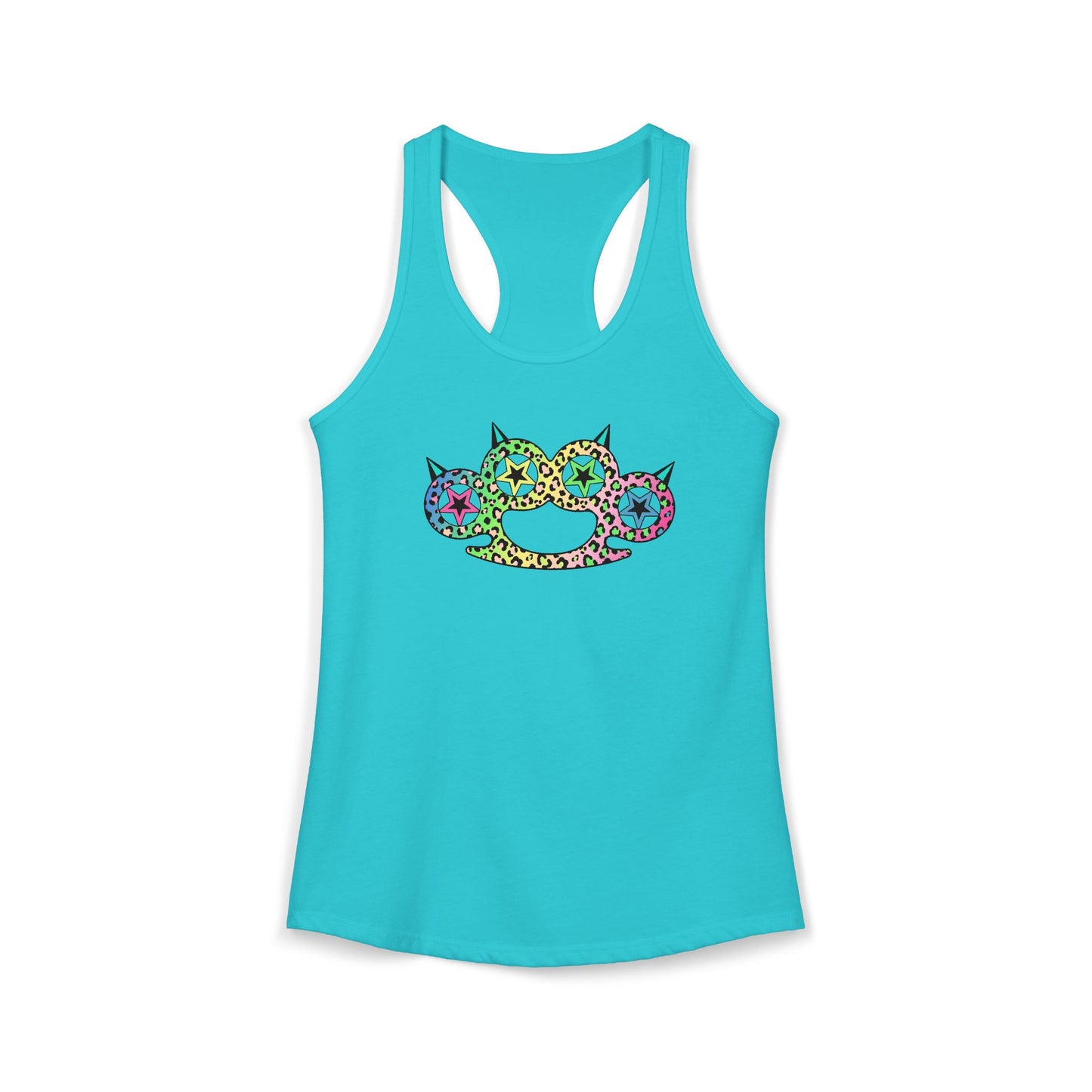 Rainbow Heart Brass Knuckle Women's Racerback Tank Top – Emo Scene Y2K Summer Tank