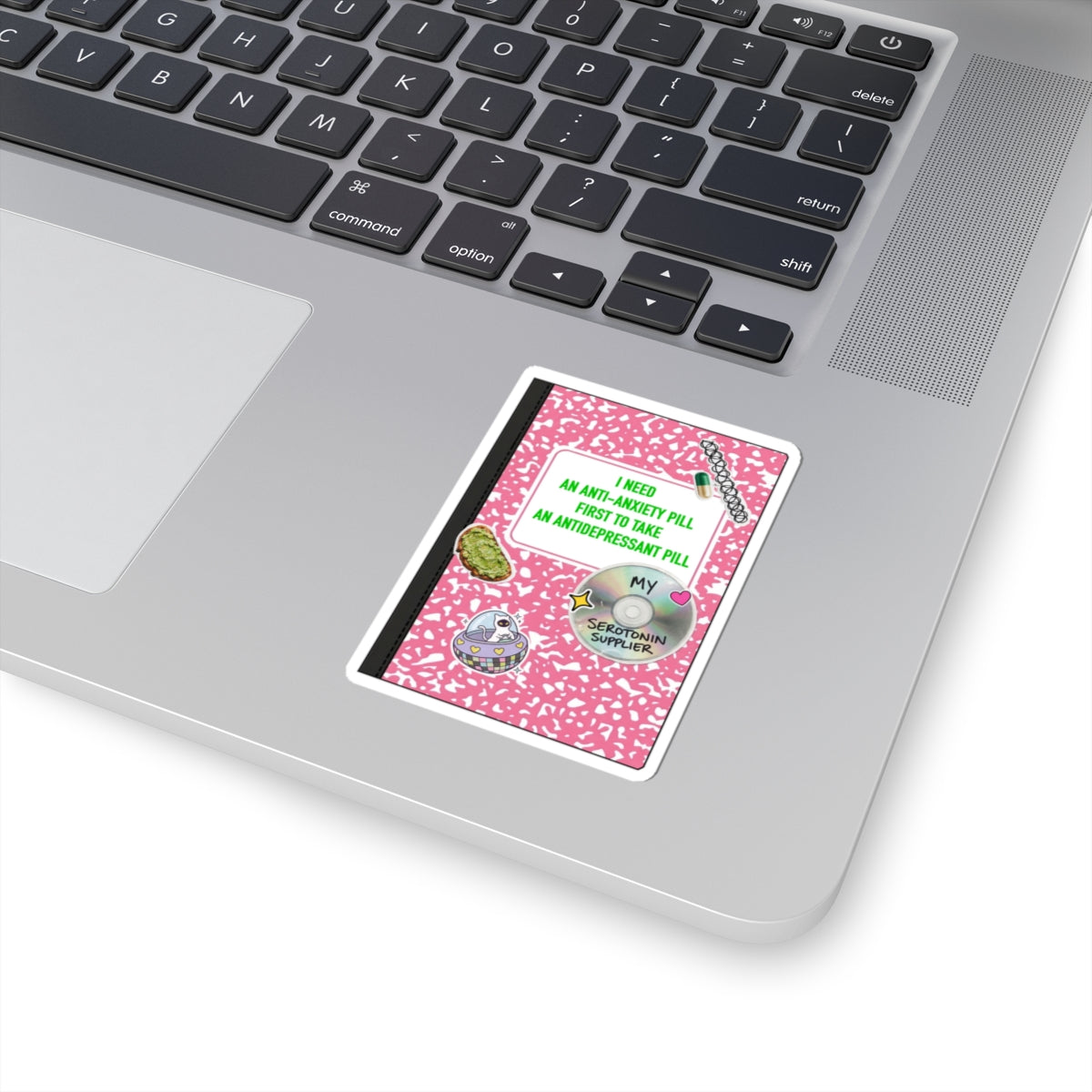 Kiss-Cut Sticker — “I Need An Anti-Anxiety Pill…” Retro Pink Notebook Quote Sticker Pack