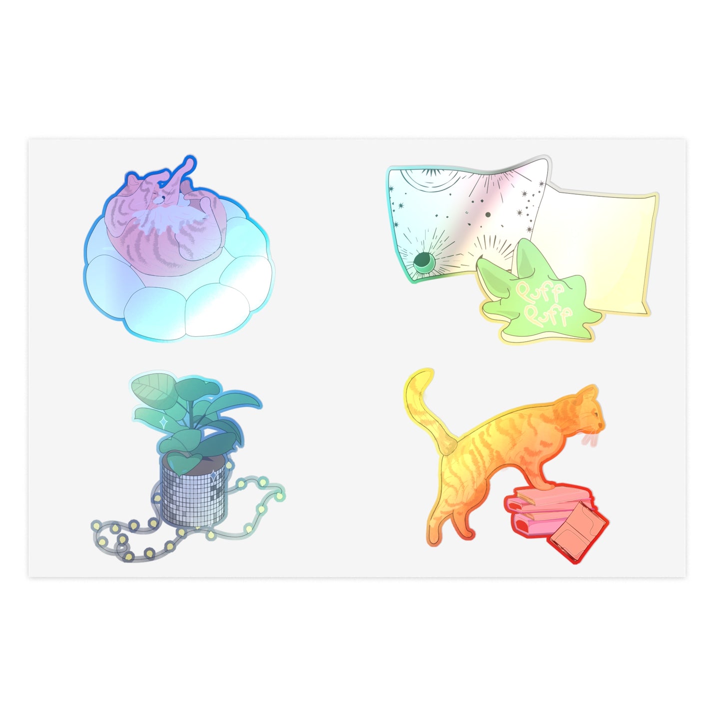 Soft Grunge Night Chilling Neko Sticker Sheets