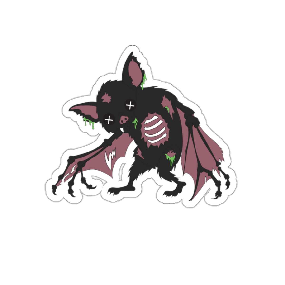 Zombie Bat Die-Cut Sticker — Cute Spooky Horror Sticker for Laptops & Journals