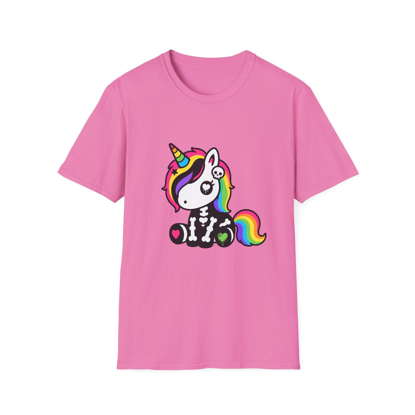 Rainbow Skeleton Unicorn Unisex T-Shirt – Scene Kid Style, S–4XL