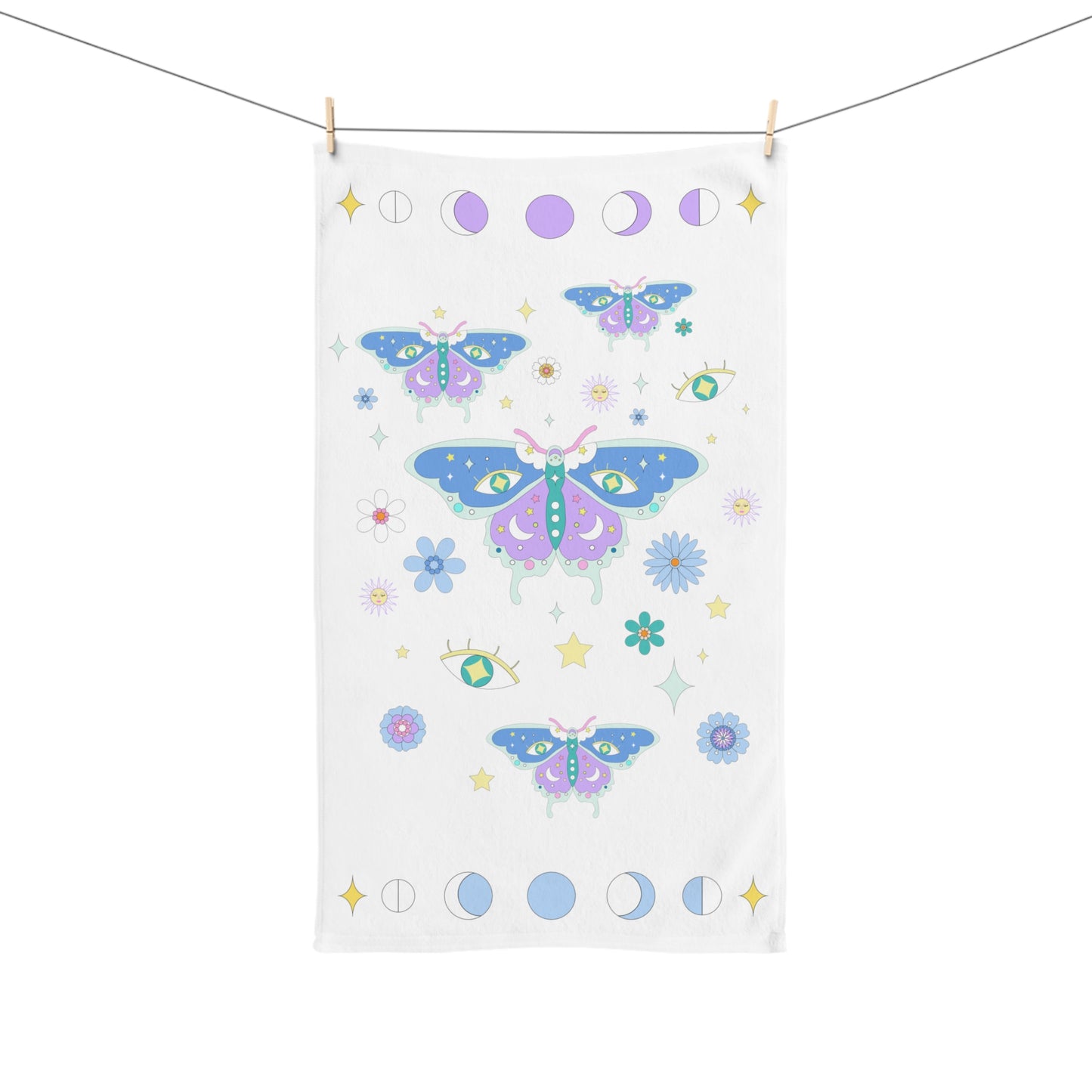 Pastel Grunge Boho Magical Butterfly Hand Towel