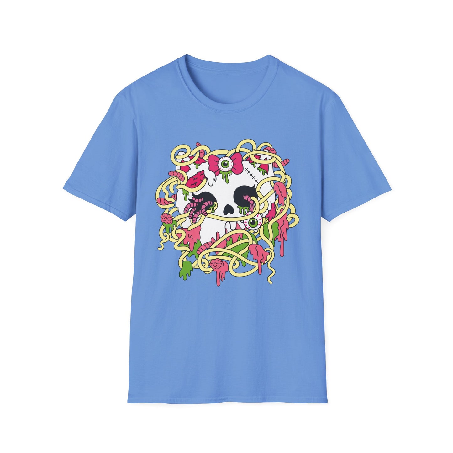 Zombie Kitty Spaghetti Graphic T-Shirt – Creepy Cutegore Noodle Monster Tee (XS–5XL)