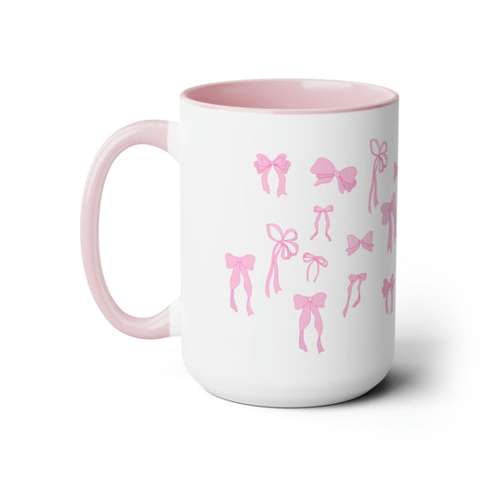 Soft Girl Aesthetic Pink Bow Pint  Coffee Mugs