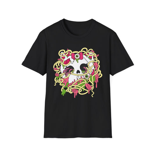 Zombie Kitty Spaghetti Graphic T-Shirt – Creepy Cutegore Noodle Monster Tee (XS–5XL)