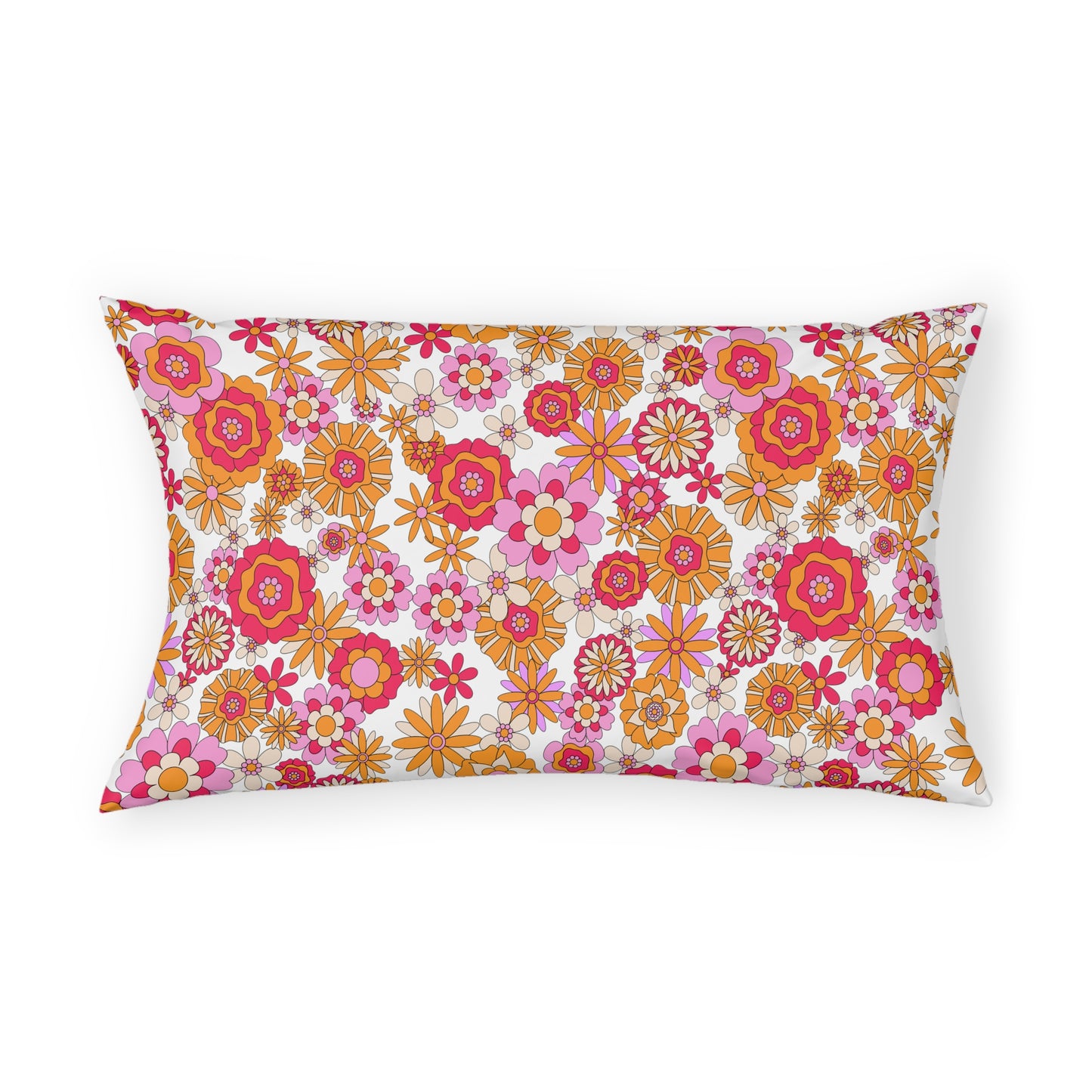 Retro Flower Child Pink Pillow Sham