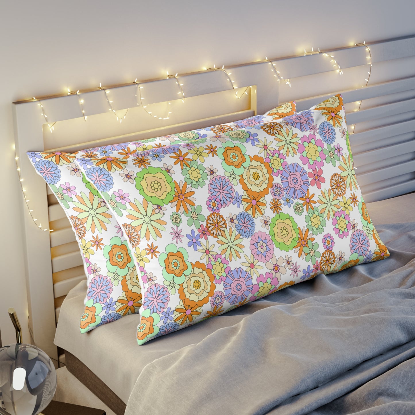 Retro Flower Child Green Pillow Sham