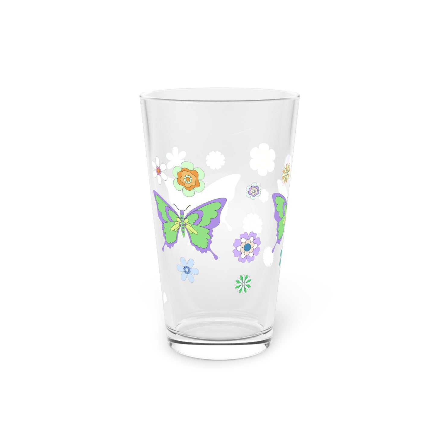 Retro Hippies Butterfly Pint Glass