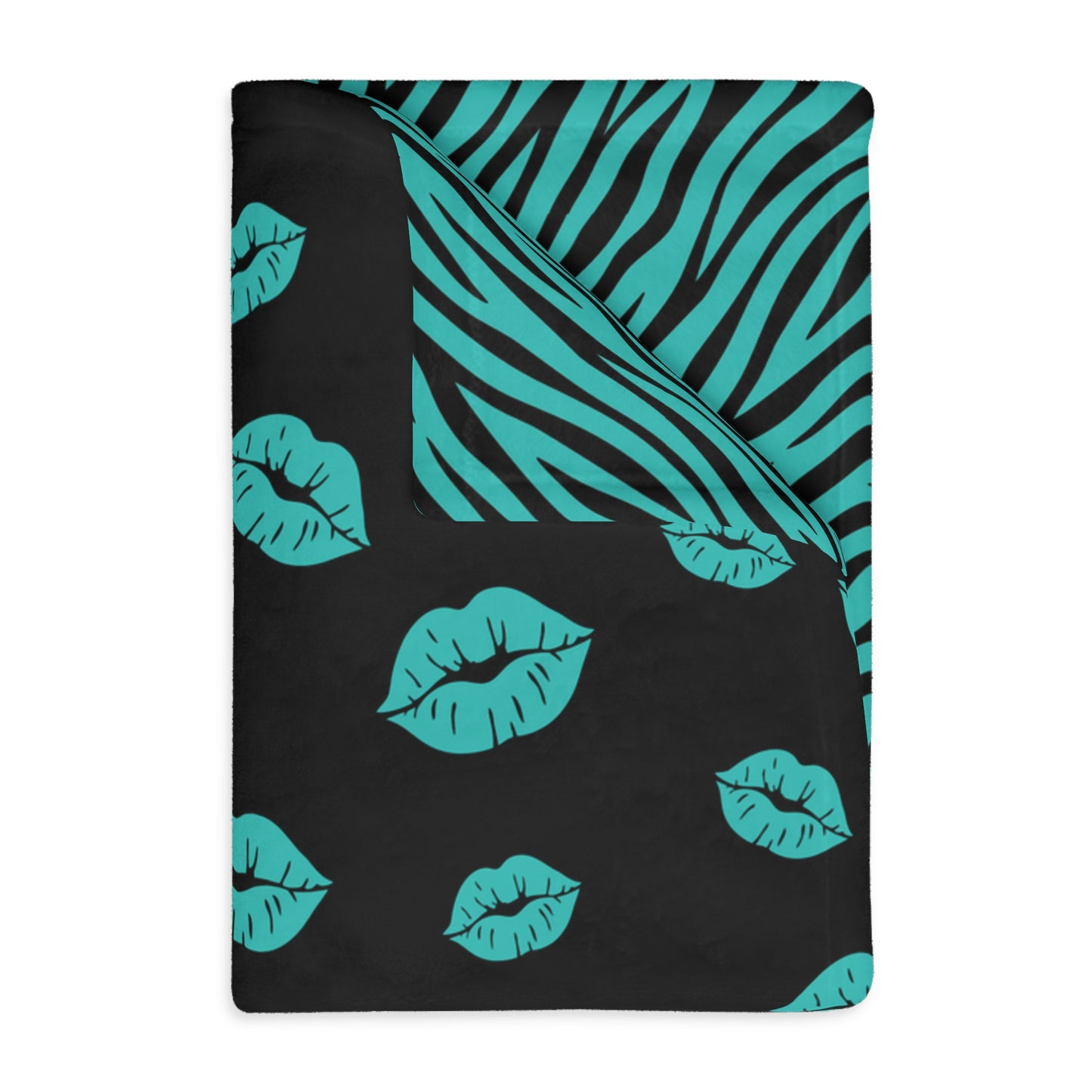 Turquoise Kiss & Zebra Velvet Blanket — Reversible Cozy Throw