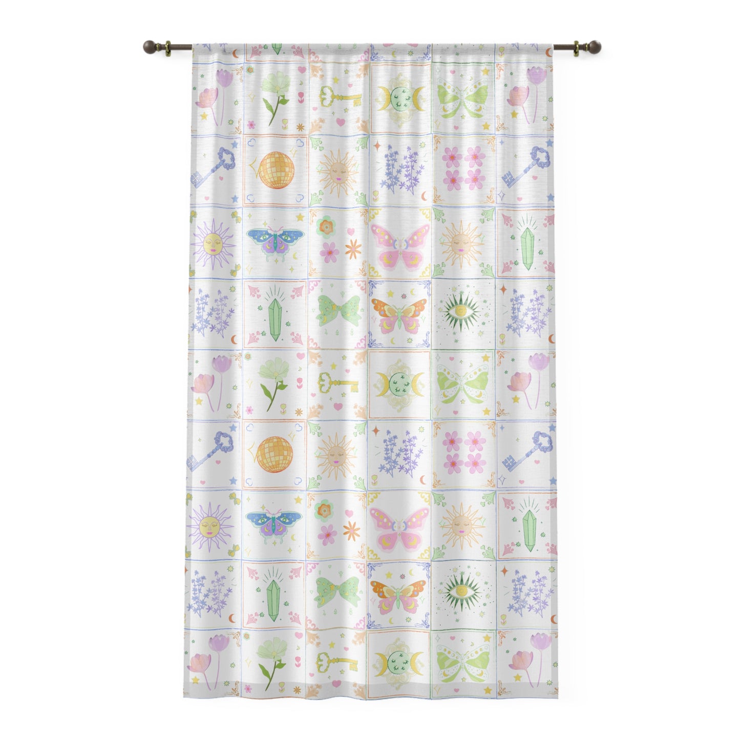 Pastel BOHO Whimsical Butterfly Window Curtain