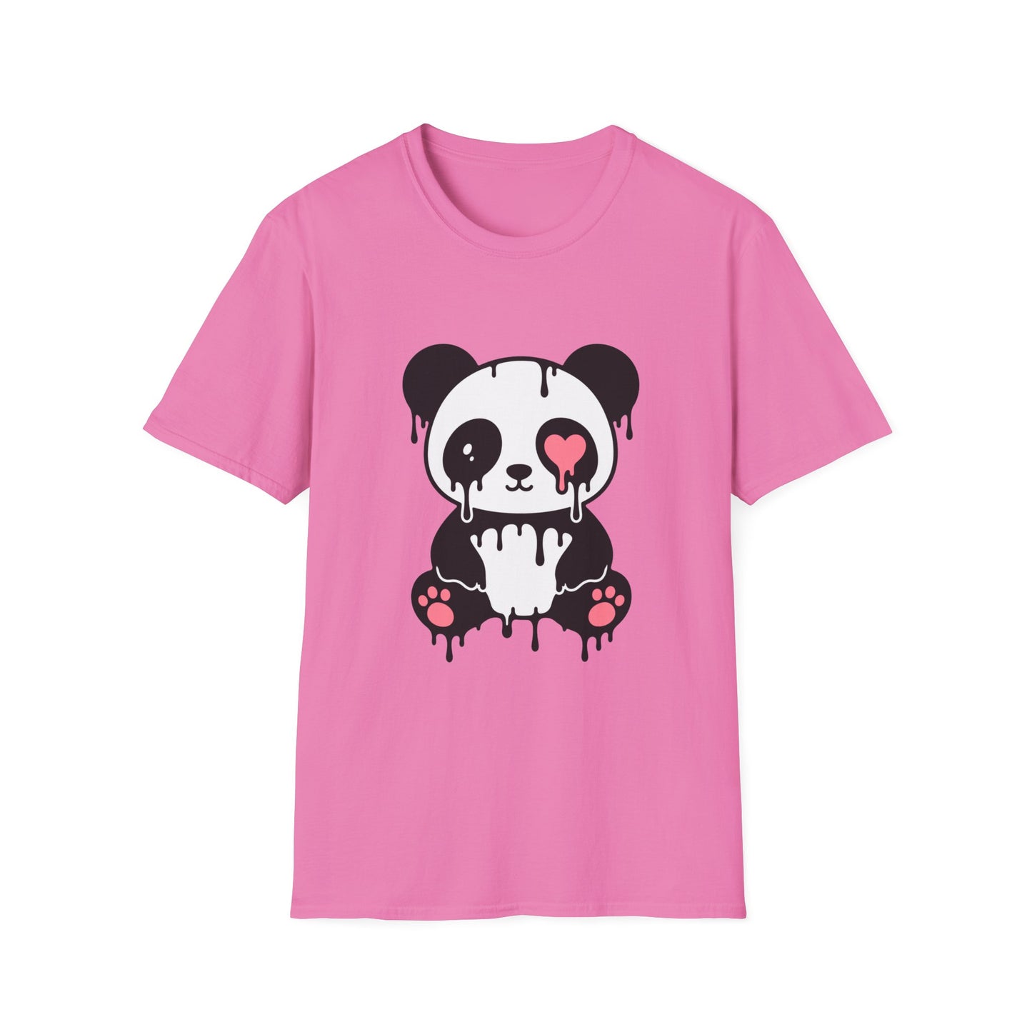Drippy Panda Heart T-Shirt — Cute Grunge Panda Tee with Pink Heart Eye