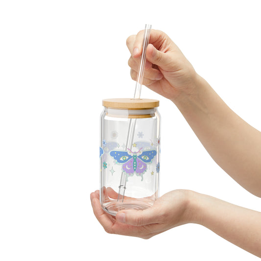 Pastel Grunge Boho Magical Butterfly Sipper Glass