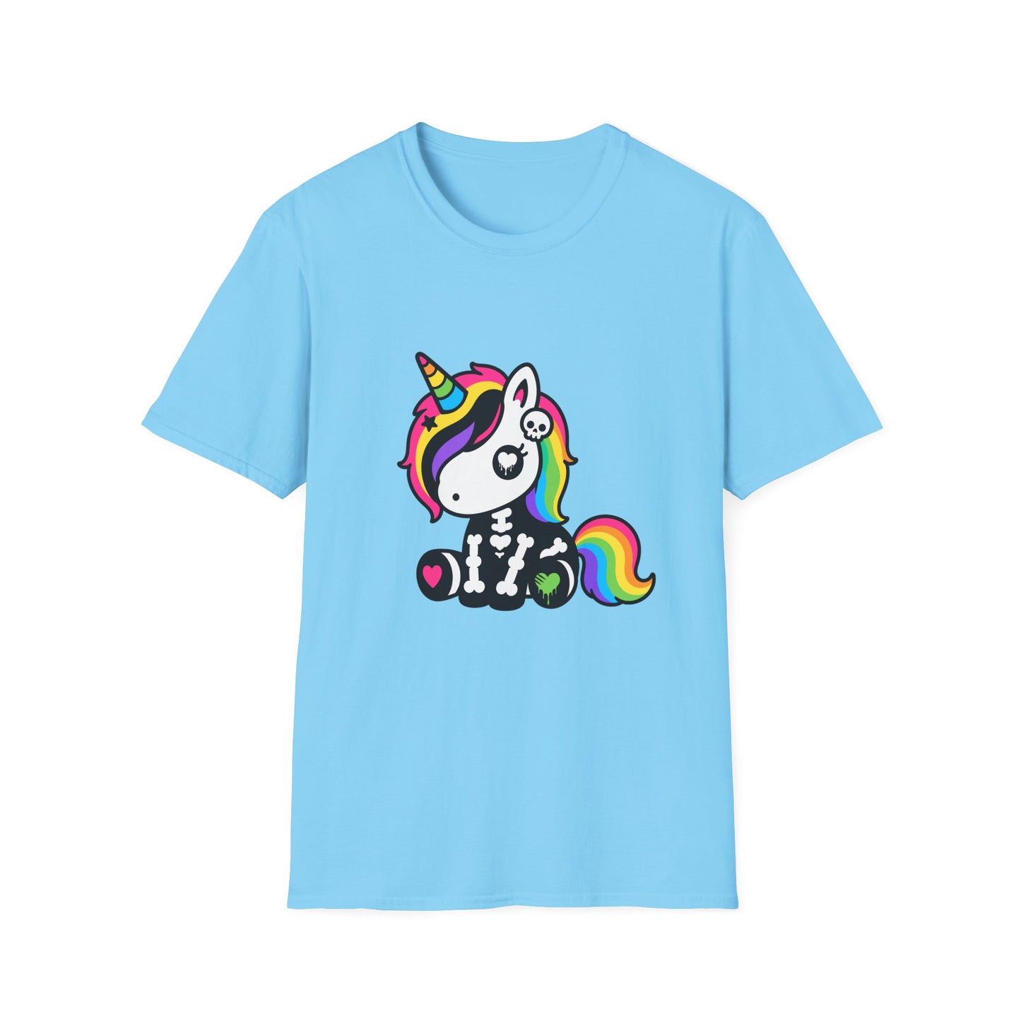 Rainbow Skeleton Unicorn Unisex T-Shirt – Scene Kid Style, S–4XL