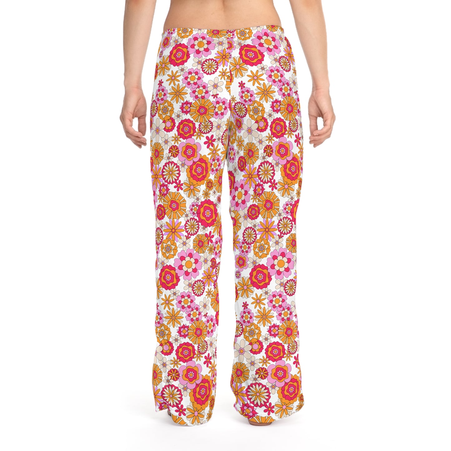 Retro Flower Child Pink Pajama Pants