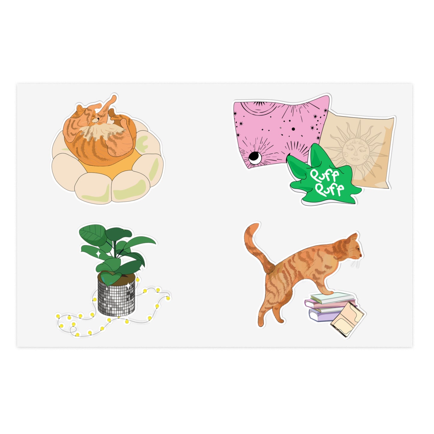 Soft Grunge Night Chilling Neko Sticker Sheets