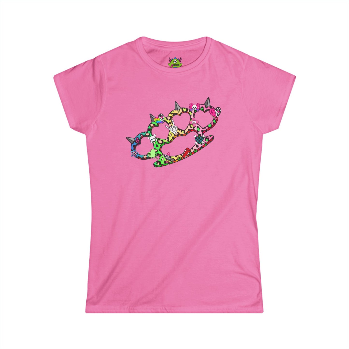 Rainbow Brass Knuckle Women's Graphic Tee – Emo Scene Y2K Baby Tee