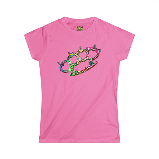 Rainbow Brass Knuckle Women's Graphic Tee – Emo Scene Y2K Baby Tee