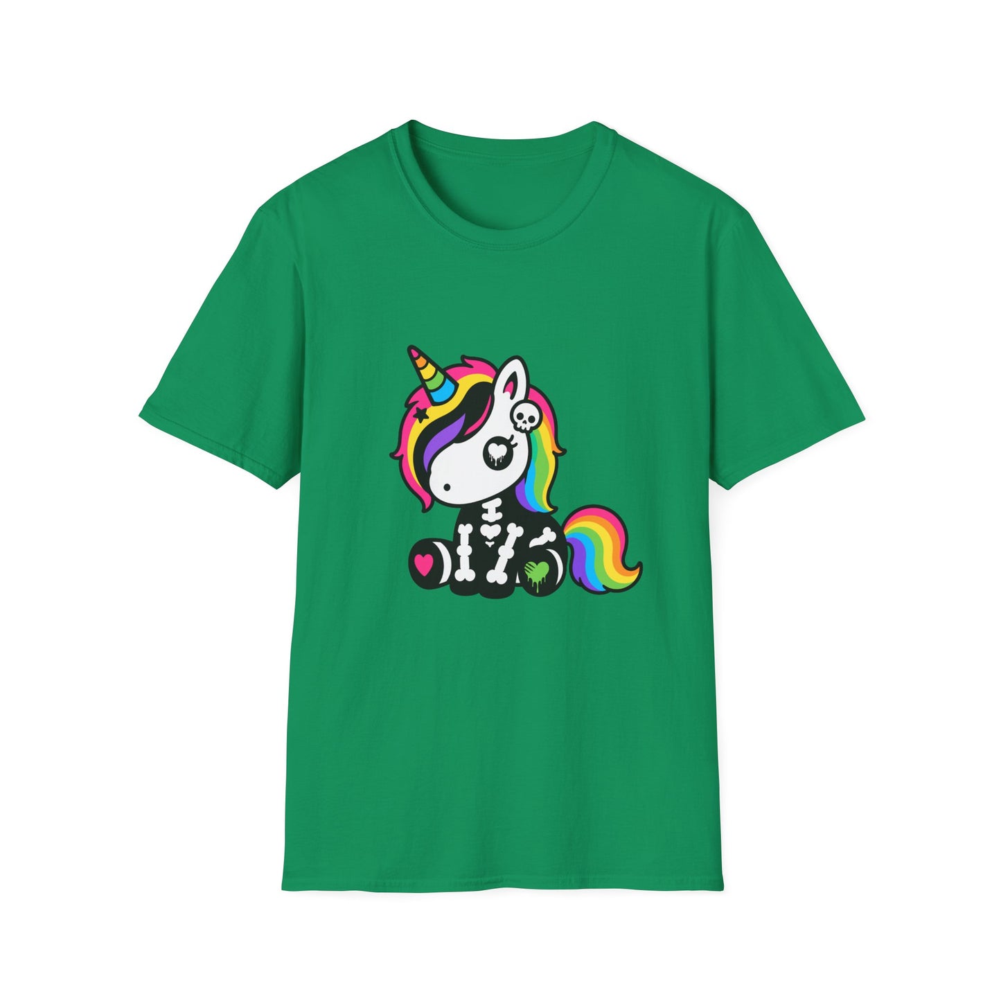 Rainbow Skeleton Unicorn Unisex T-Shirt – Scene Kid Style, S–4XL