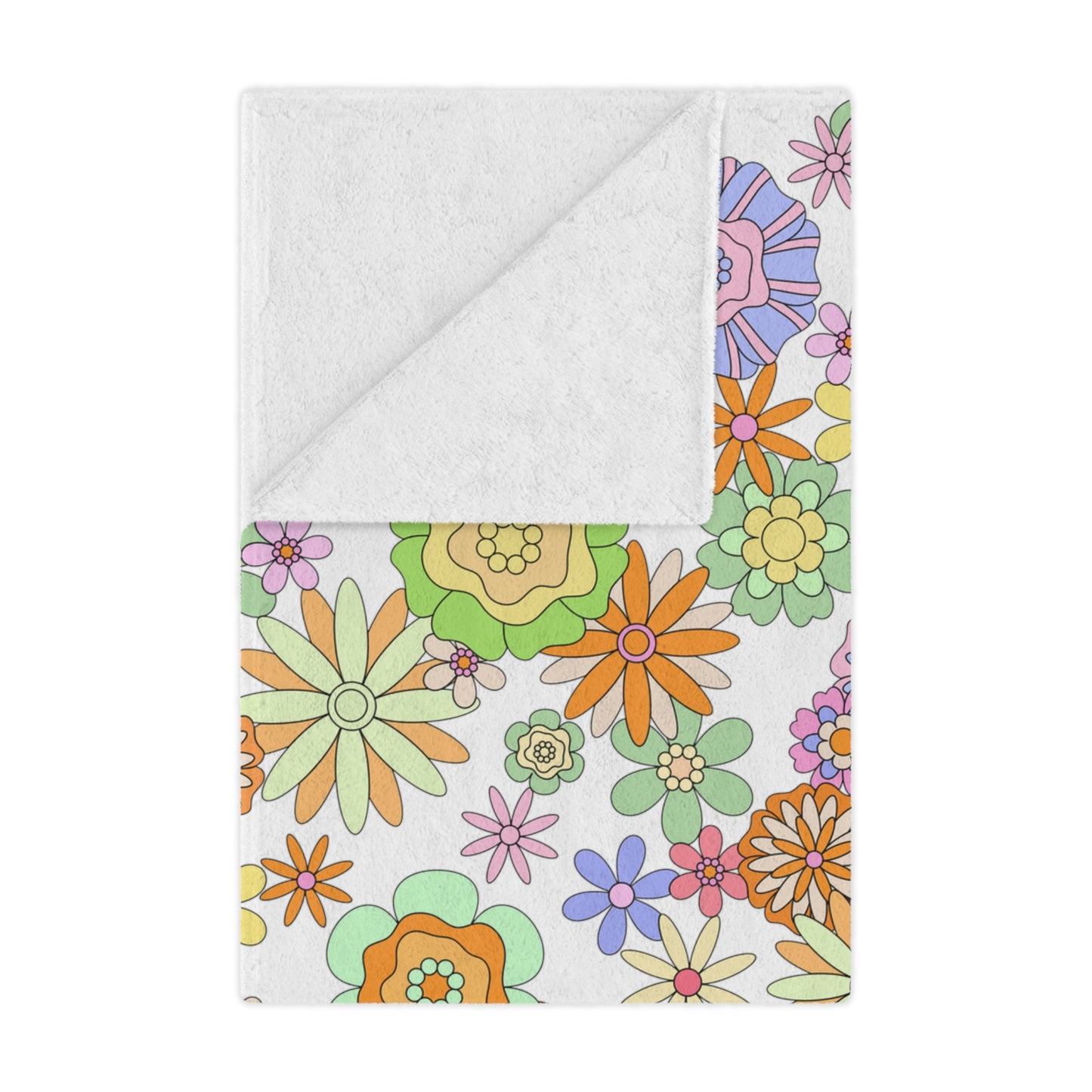 Retro Flower Child Green Blanket