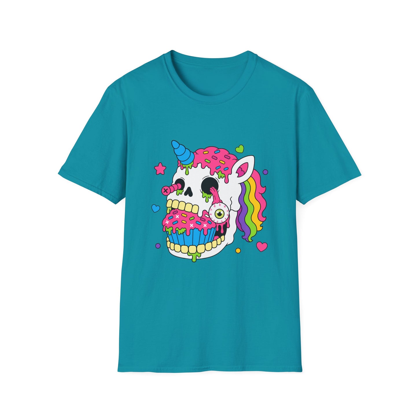 Unicorn Skull Cupcake Tee – Unisex Cotton Graphic T-Shirt