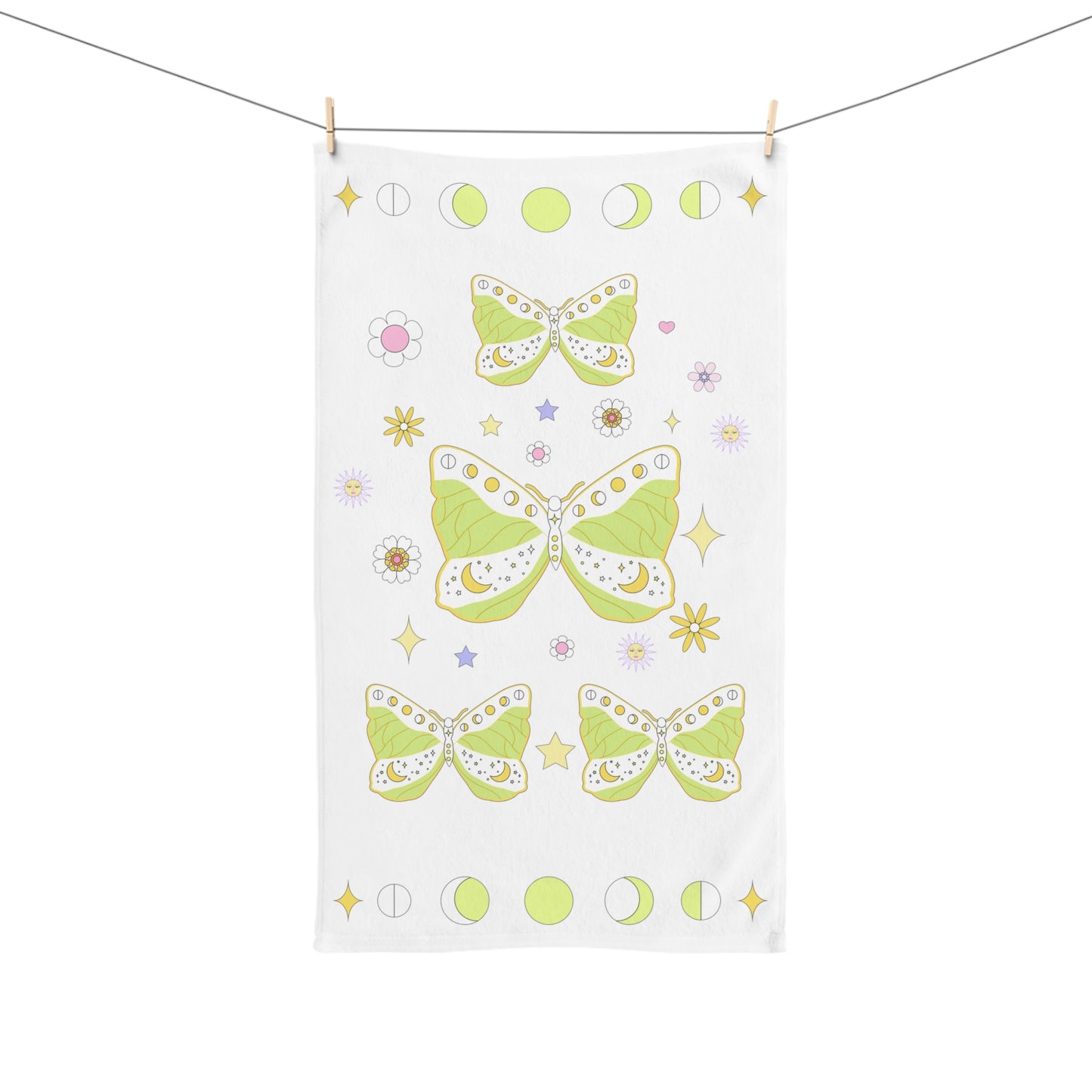 Pastel Grunge Boho Butterfly Hand Towel