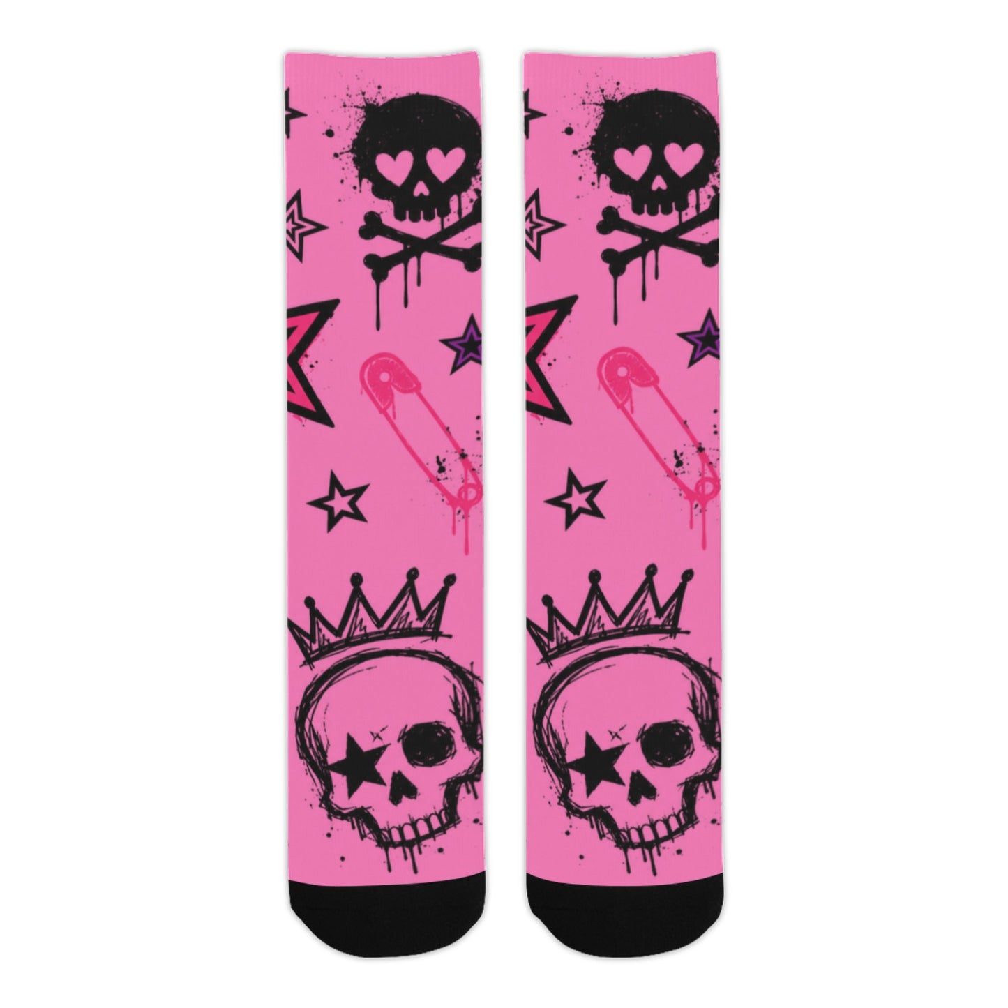 Scene Skull Crown Crew Socks