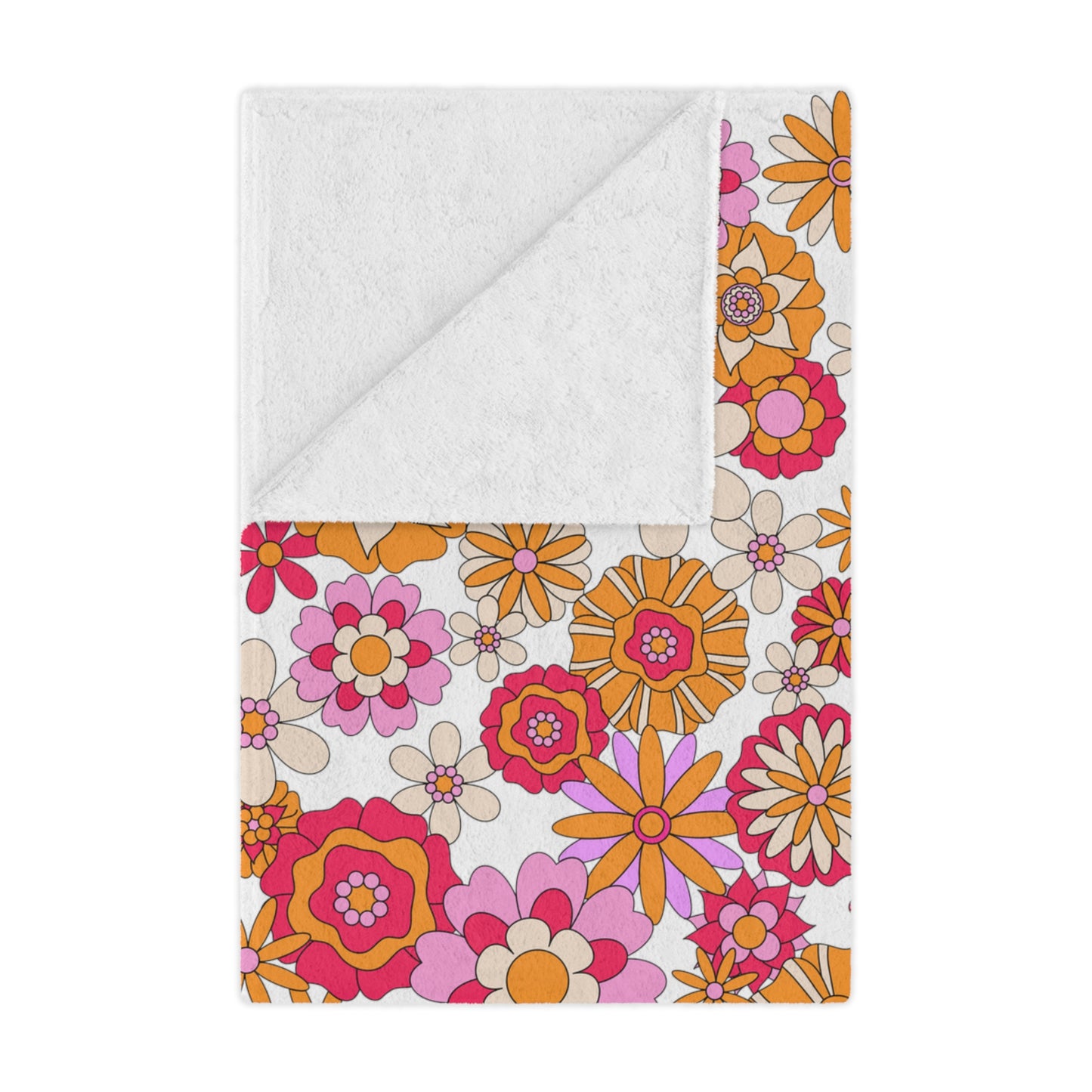 Retro Flower Child Pink Blanket