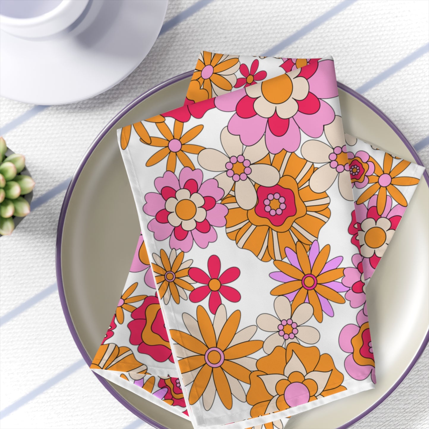 Retro Flower Child Pink Napkins