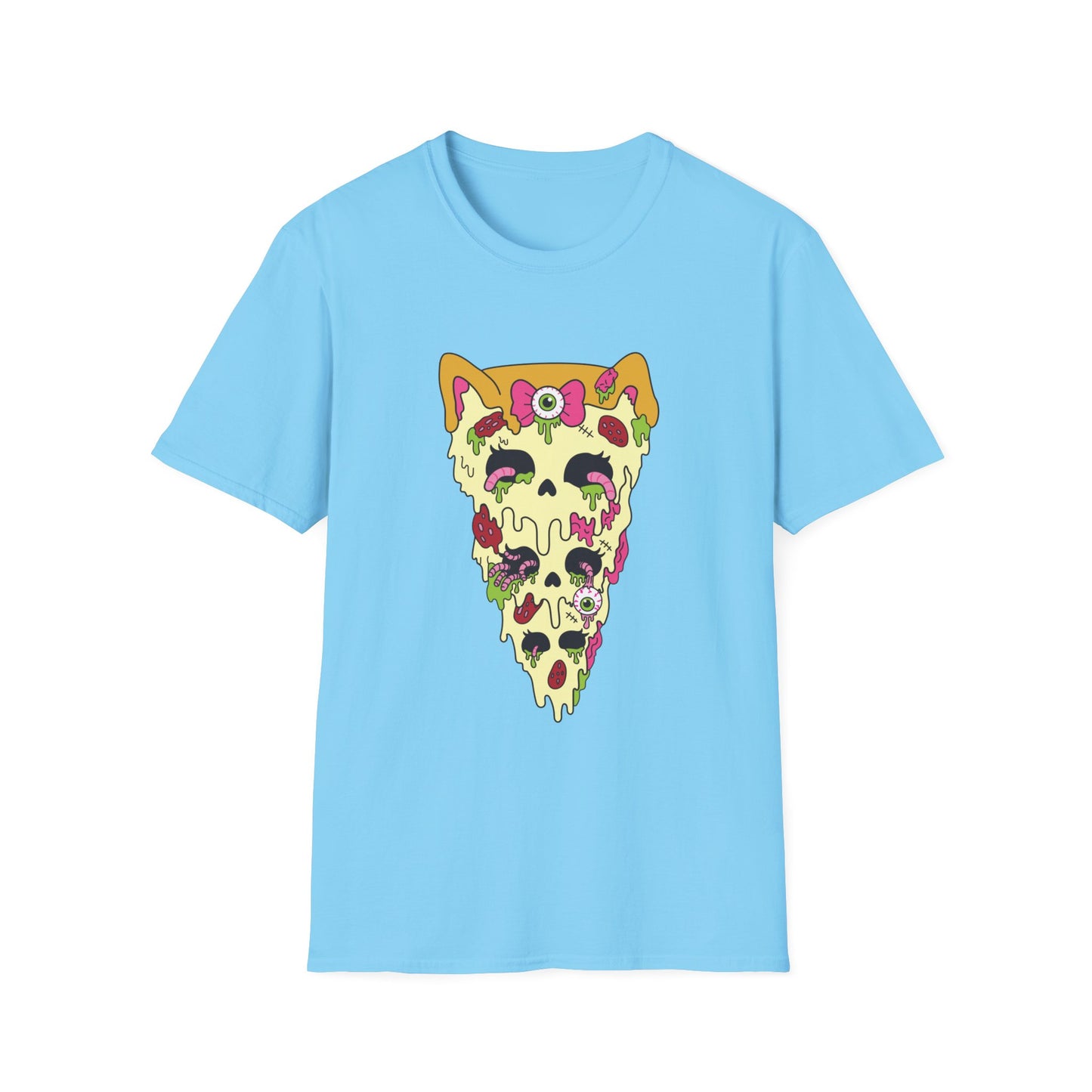 Zombie Kitty Pizza Graphic T-Shirt – Creepy Cutegore Pizza Slice Tee (XS–5XL)
