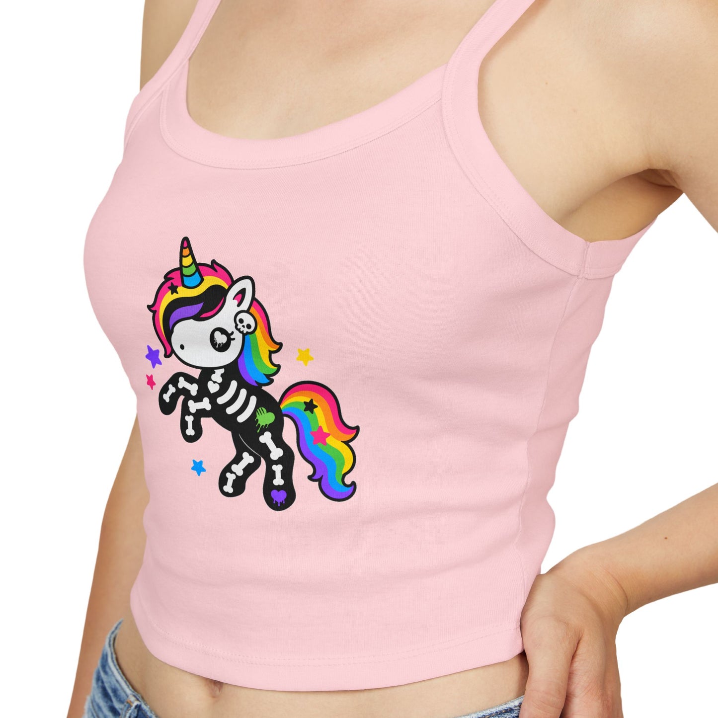 Rainbow Skeleton Unicorn Crop Tank Top – Emo Scene Kid, XS–2XL