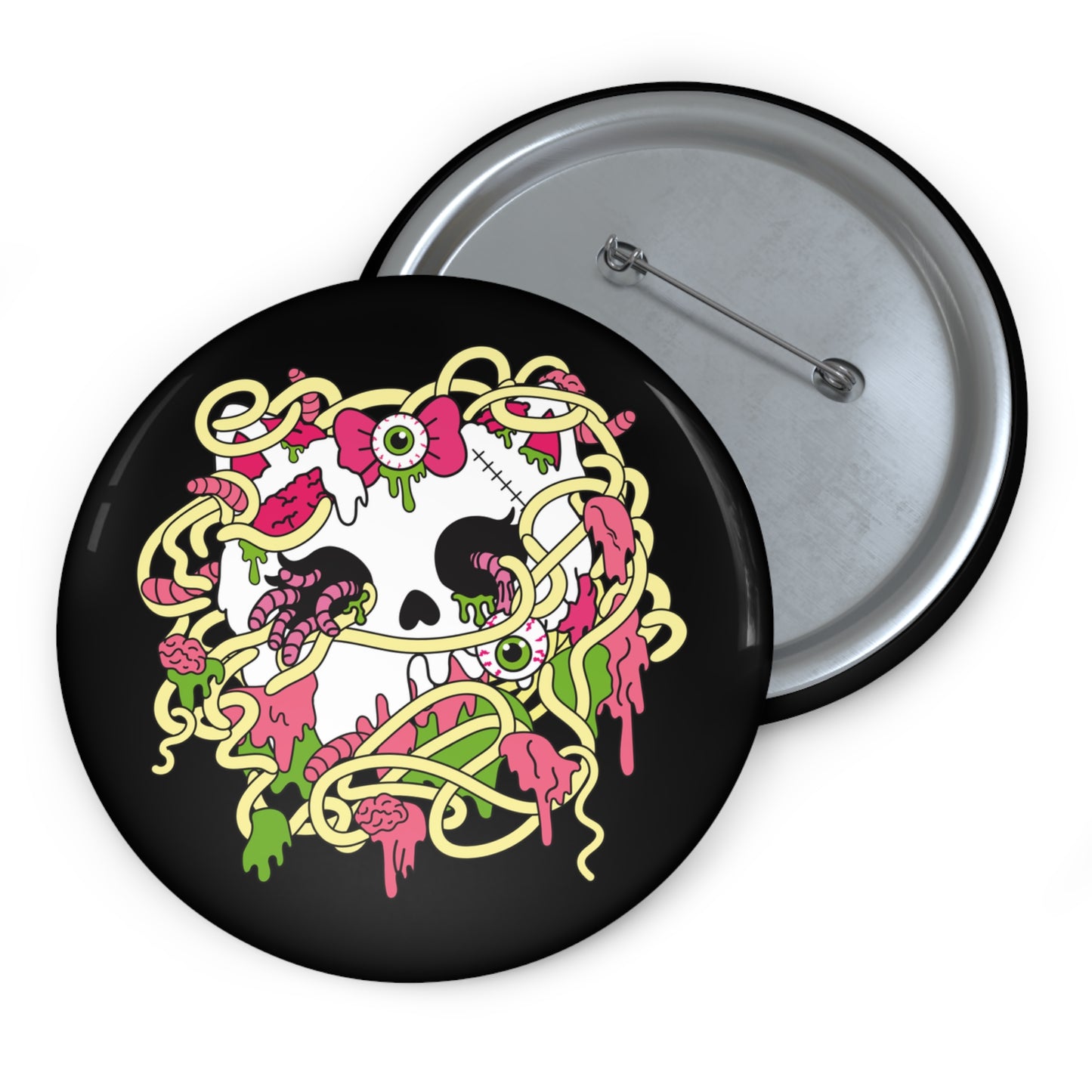 Zombie Kitty Spaghetti Pin Button – Creepy Cutegore Badge
