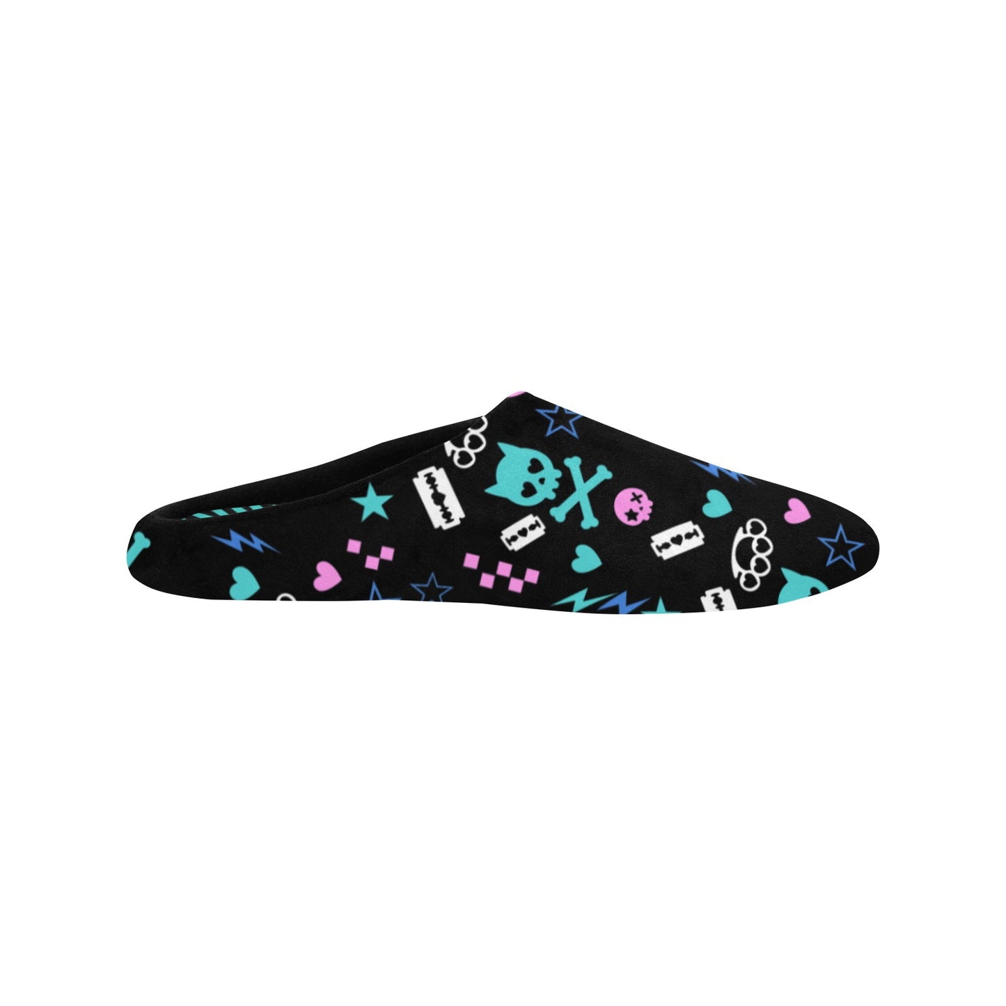 Electric Cat Skull Plush House Slippers