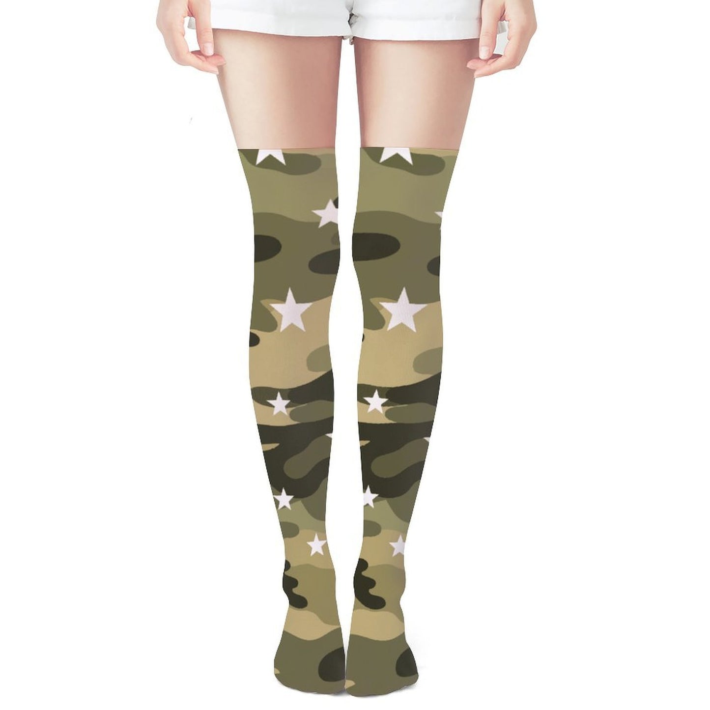 Camo Star Scene Kid Long Stockings