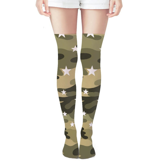 Camo Star Scene Kid Long Stockings
