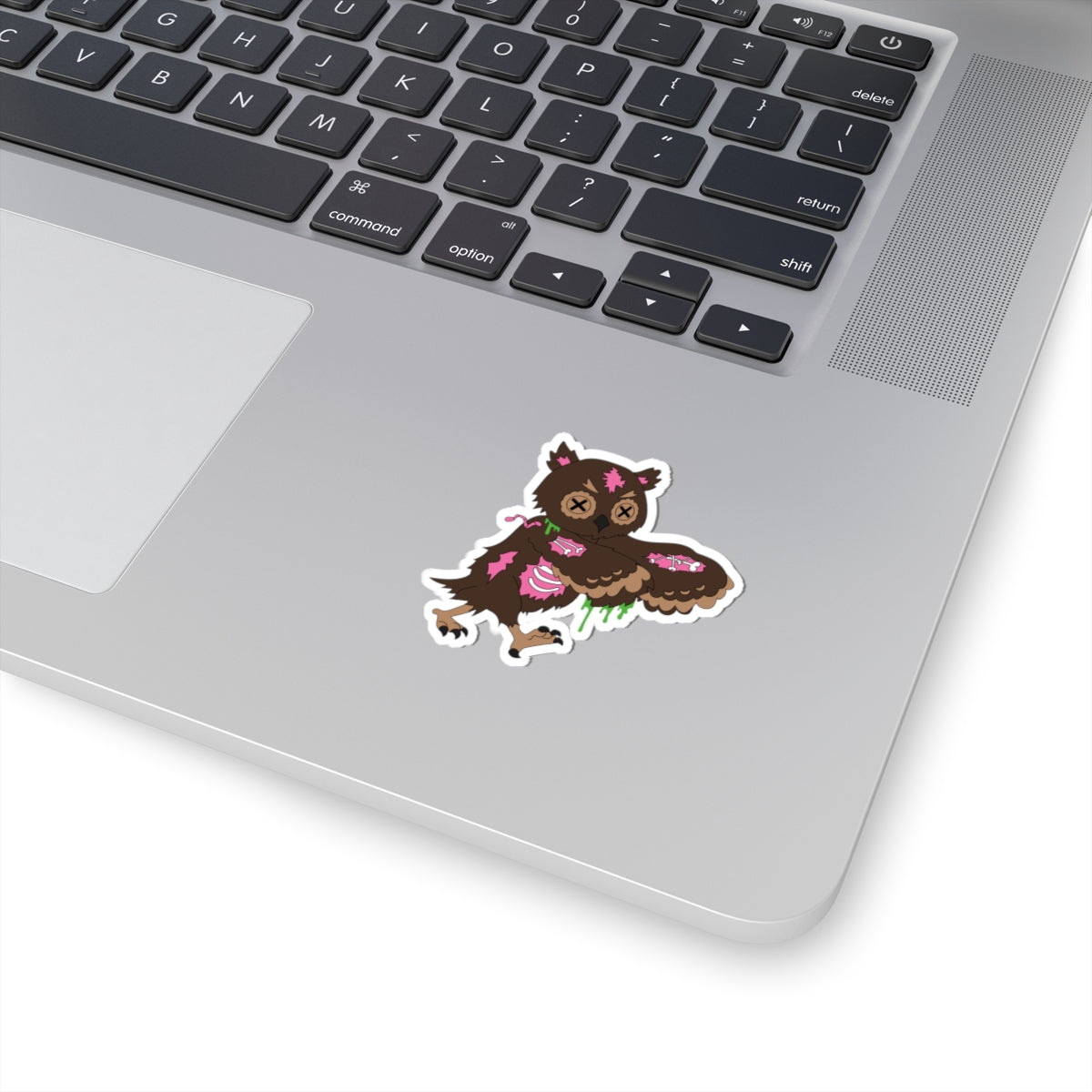 Zombie Owl Kiss-Cut Sticker — Cute Spooky Decay Laptop Sticker