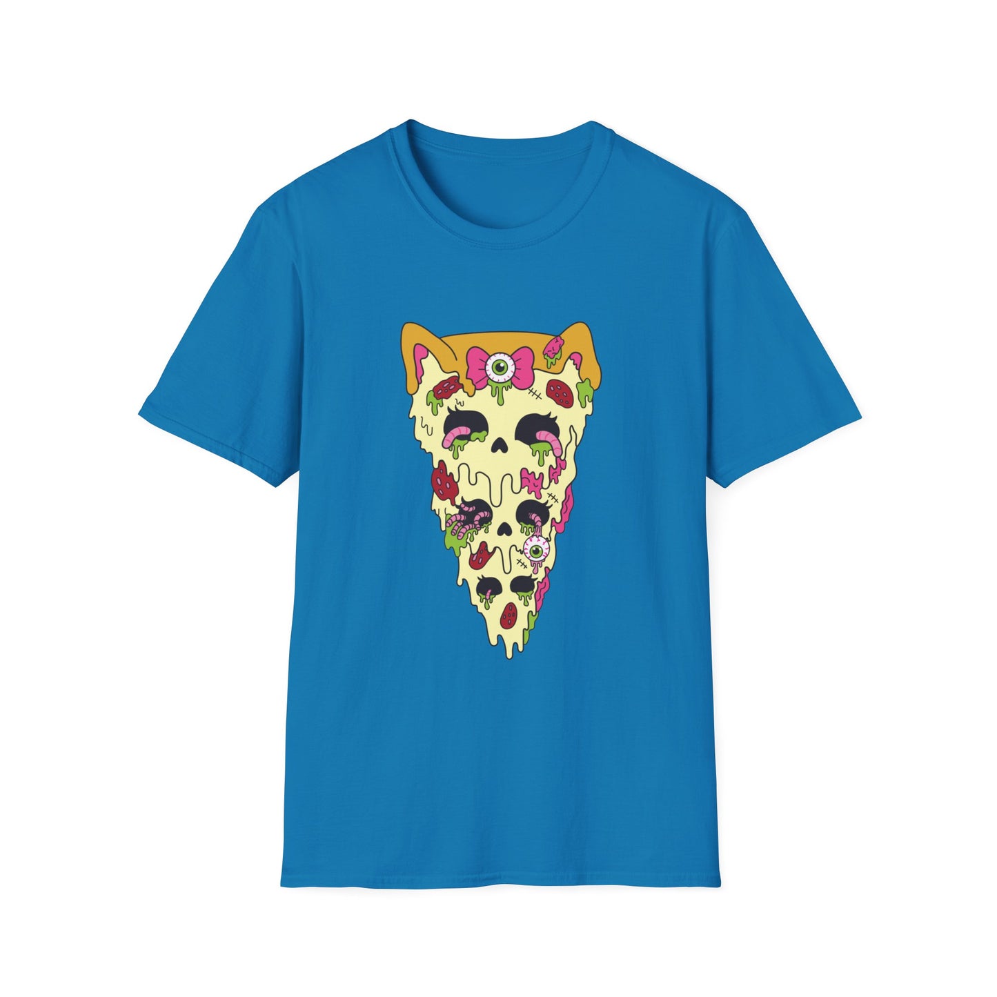Zombie Kitty Pizza Graphic T-Shirt – Creepy Cutegore Pizza Slice Tee (XS–5XL)