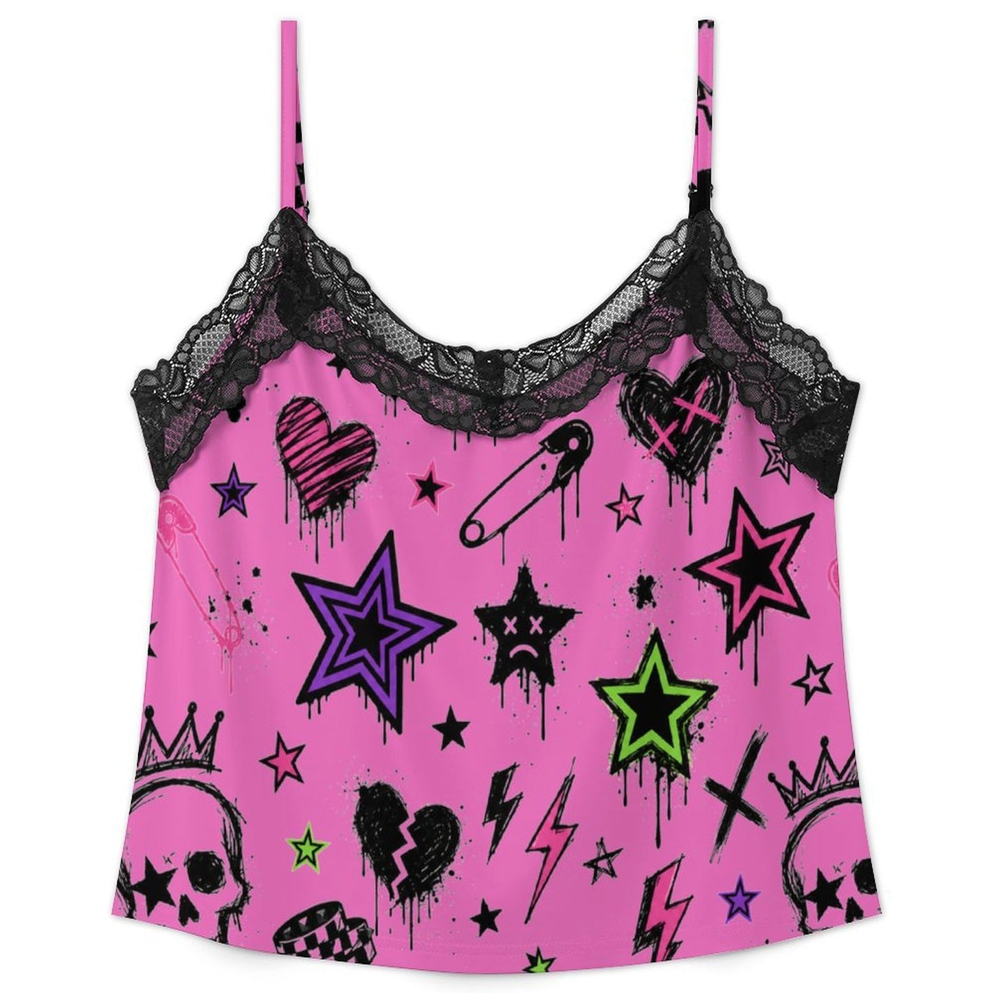 Scene Skull Heart Women's Lace Pajama Set (XS to 2XL)