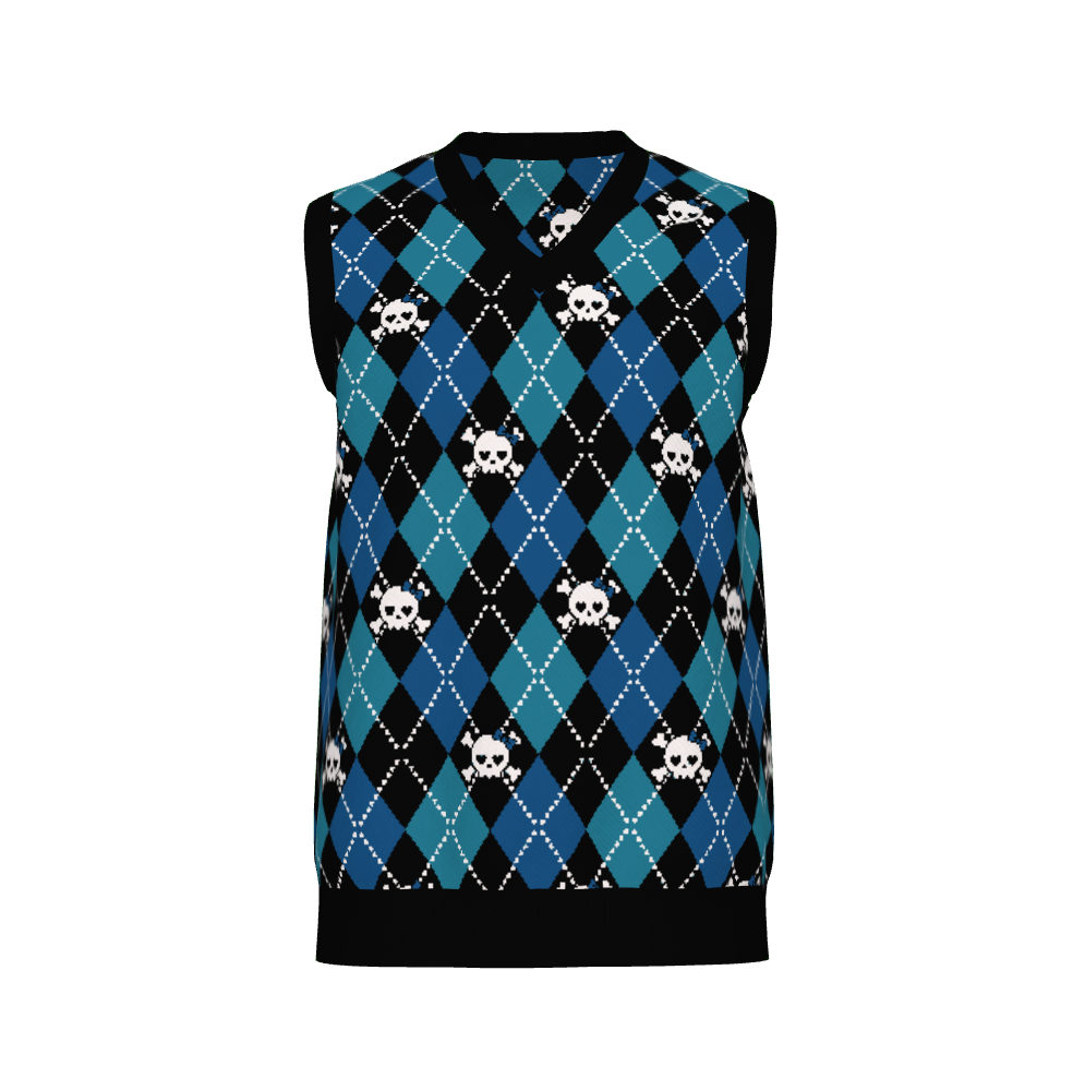 Dead Cute Skull Argyle Knitted Sweater Vest