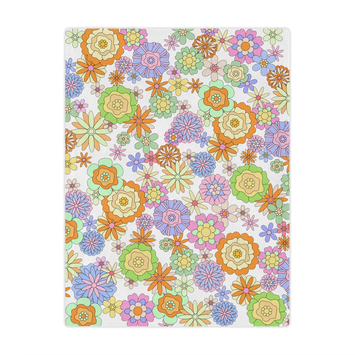 Retro Flower Child Green Blanket