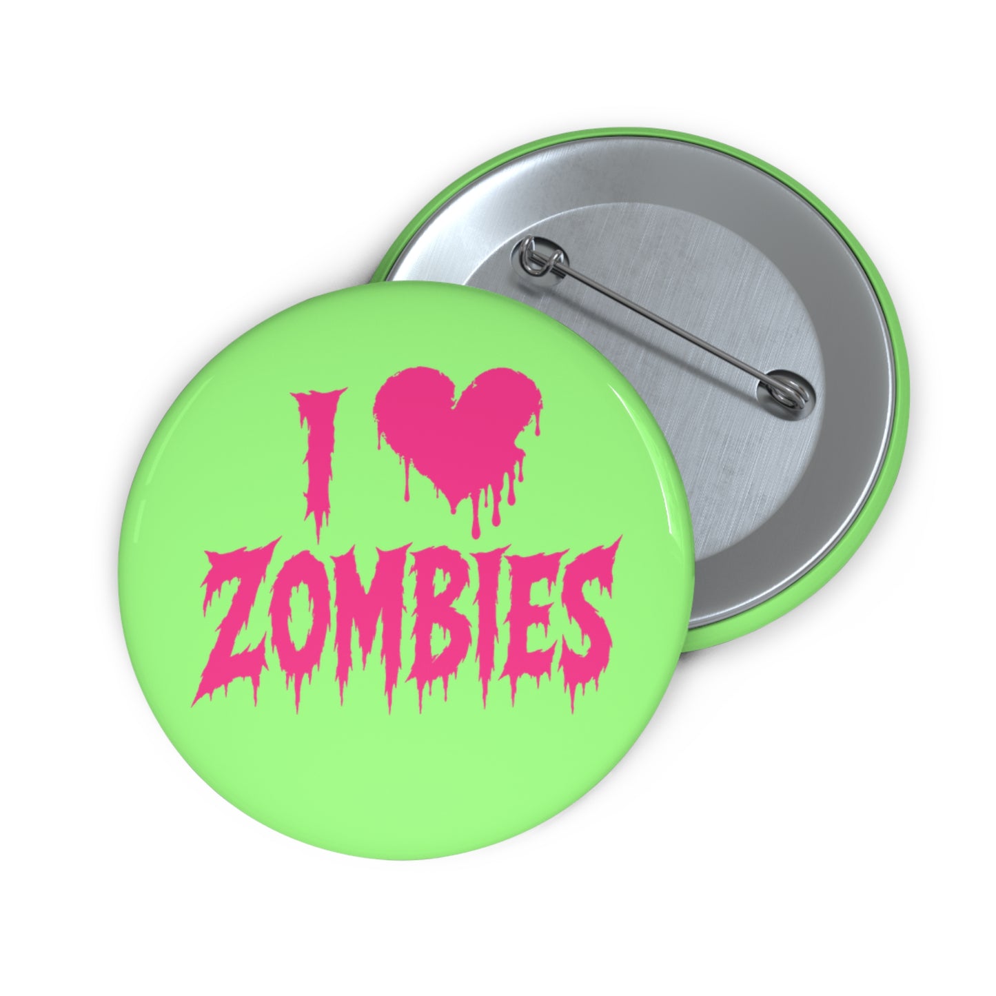 I Heart Zombies pin button | Custom Pin Button, Neon Green Goth Horror