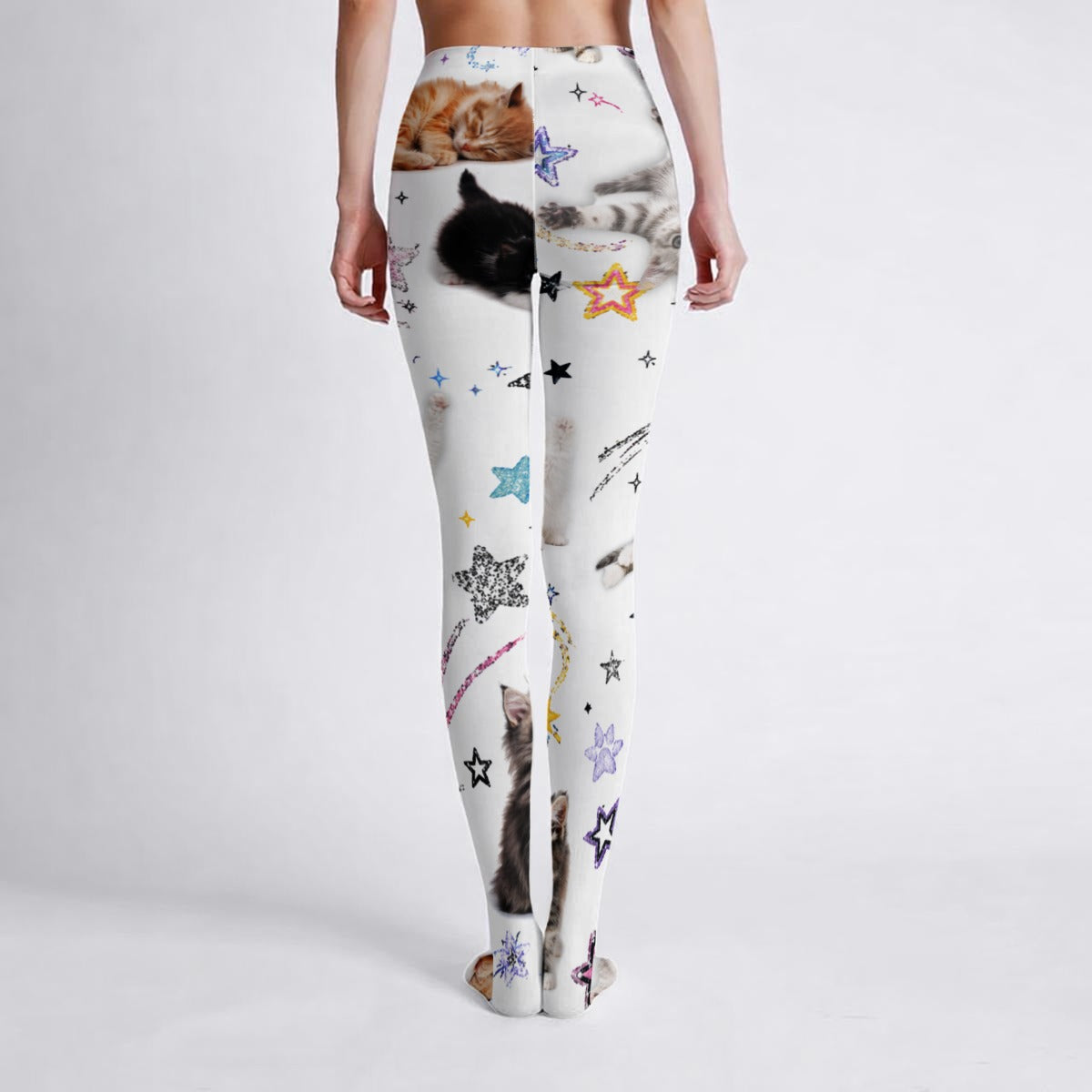 Kawaii Cat Star High Stretch Tights | Y2K Scene Tights