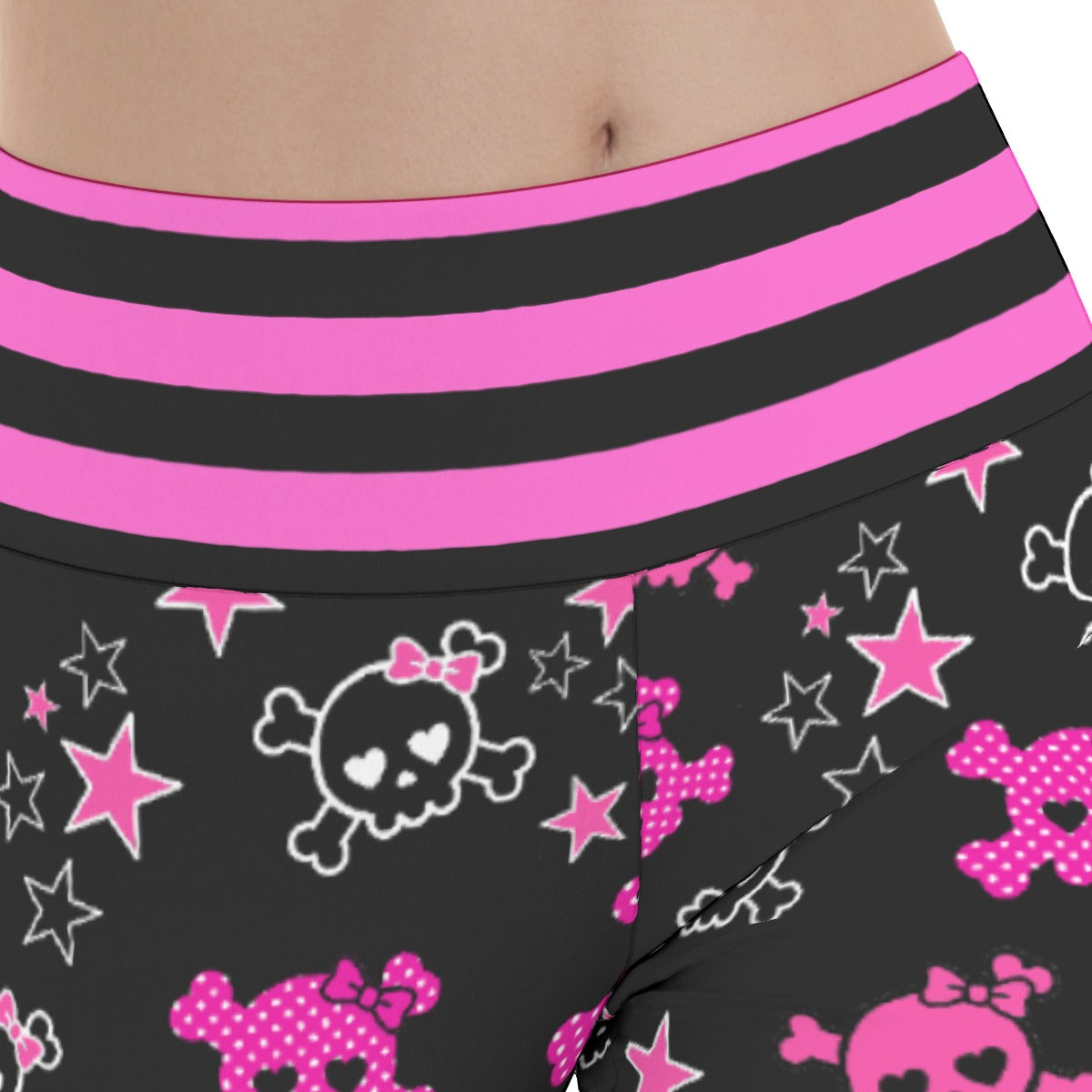 Skull Star Flare Yoga Pants – Black Pink Scene Goth Bootcut Pants