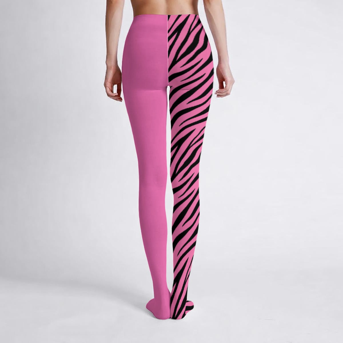 Split Zebra Bubblegum High Stretch Tights | Scene Y2K