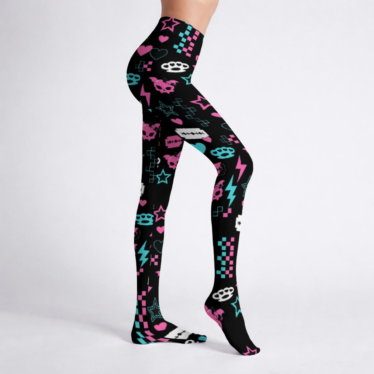 Scene Emo Bat Skull Tights