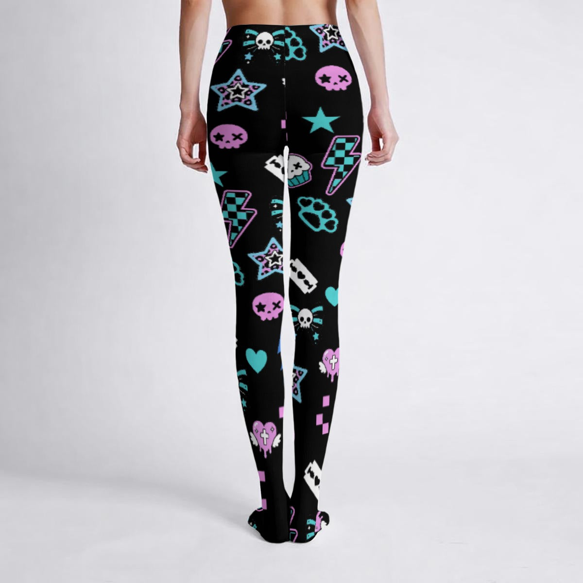 Kawaii Skull Cupcake Scene Tights