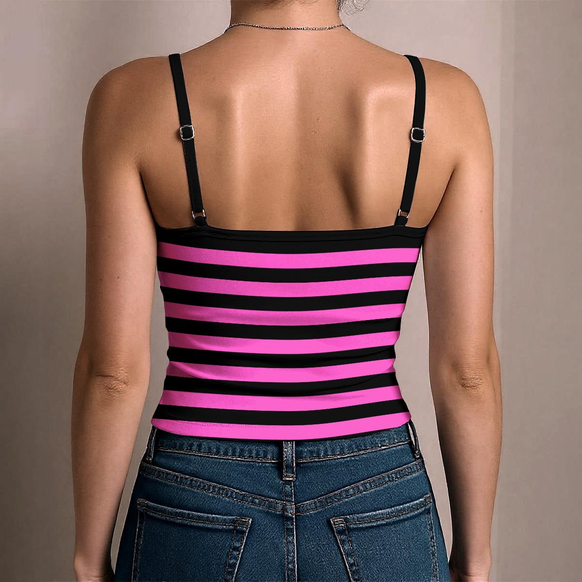 Pink Skull Stripe Spaghetti Strap Tank Top – Scene Emo Y2K Cami